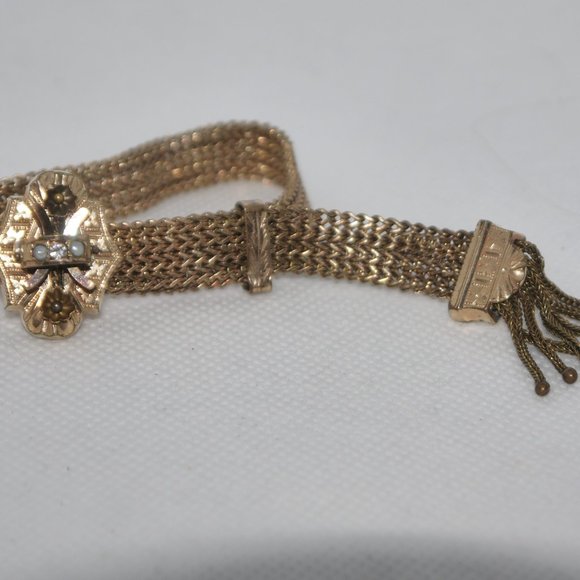 Antique Victorian GF Mesh Slider Bracelet - Picture 10 of 16
